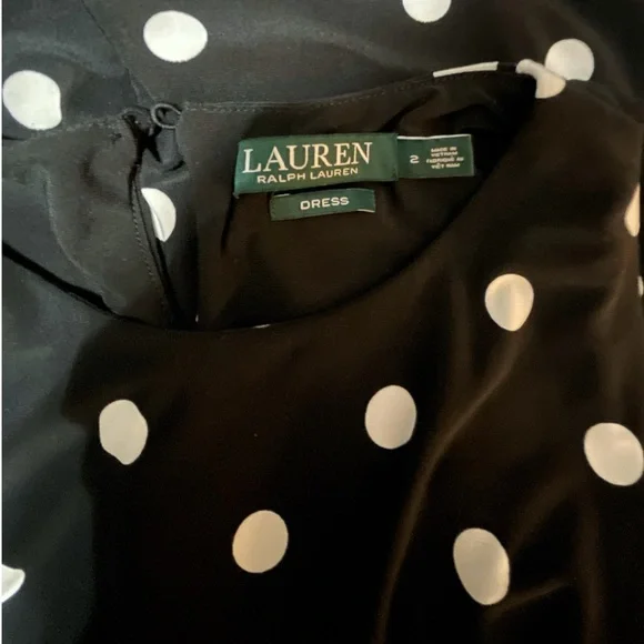 Ralph Lauren Black & White Polka Dot Midi Sleeveless Dress Belted Women’s Size 2 - Picture 9 of 11